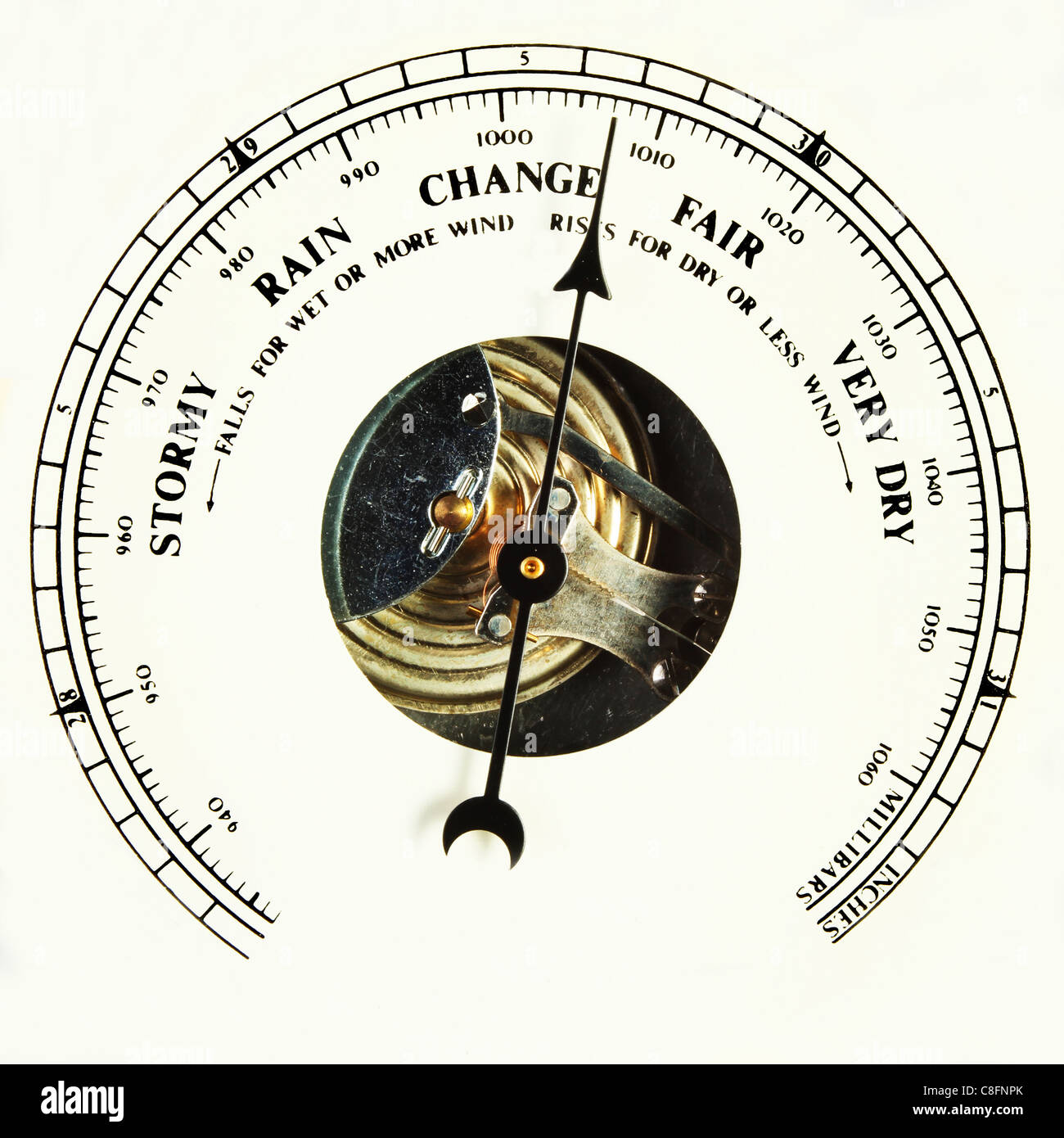 Closeup aneroid barometer dial set Cut Out Stock Images & Pictures Alamy