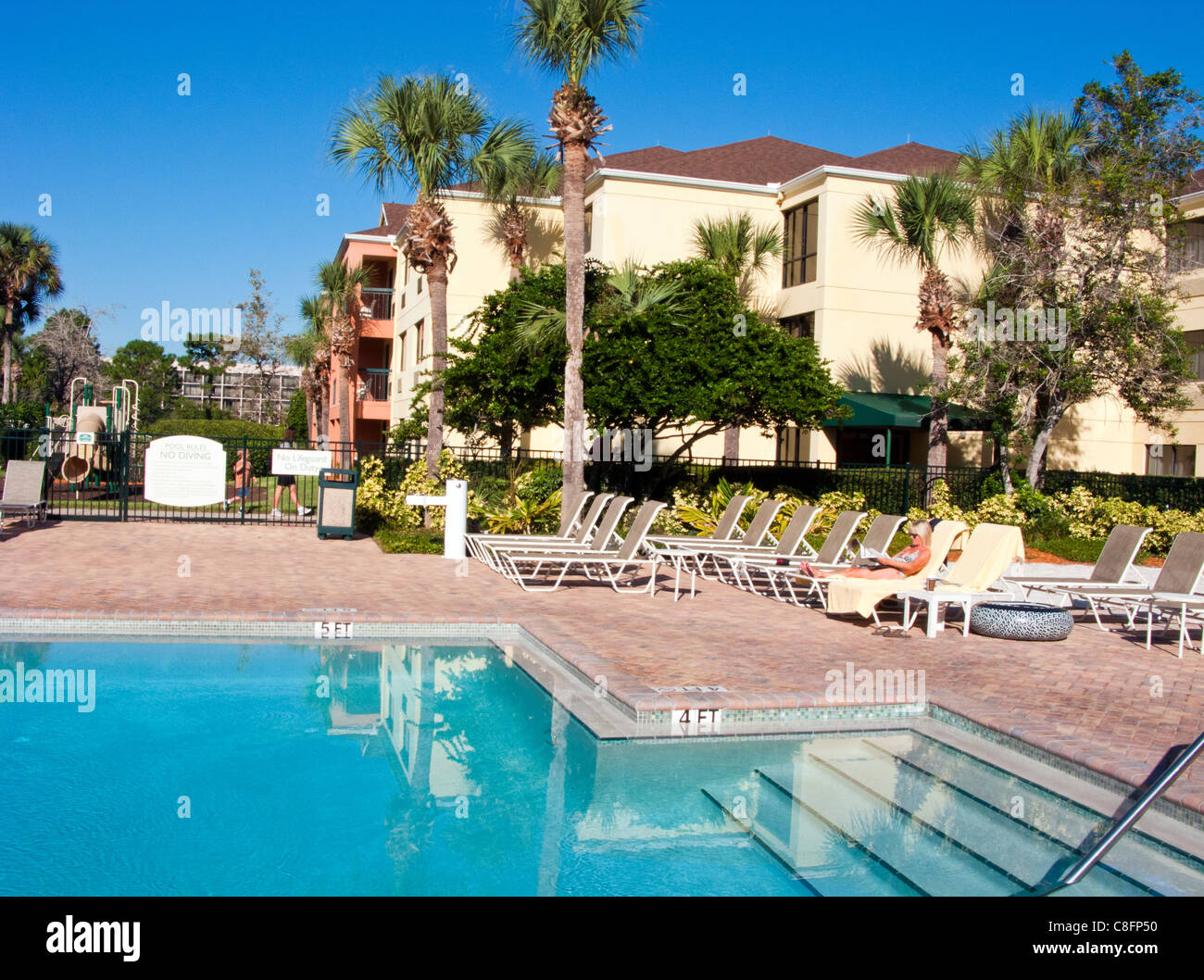 EARLY MORNING SCENE IN A FLORIDA HOTEL Stock Photo