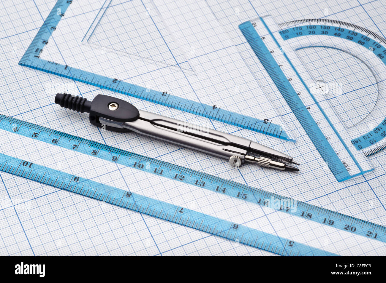 geometry tools on a graph paper stock photo 39684851 alamy geometry graph paper