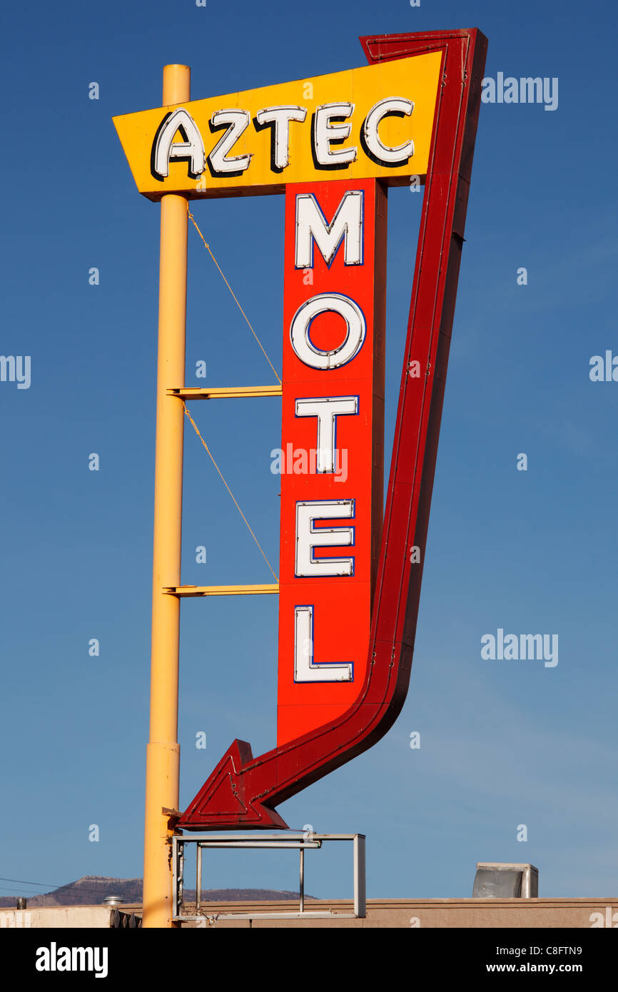 Aztec motel sign Albuquerque, New Mexico. Stock Photo