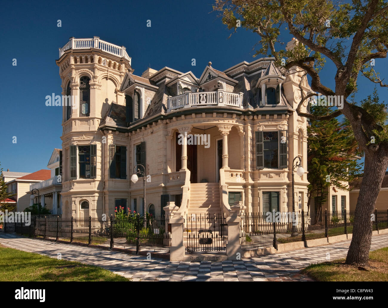 'Trube Castle', brick house built in 1890, at 1627 Sealy Avenue, East End Historic District, Galveston, Texas, USA Stock Photo
