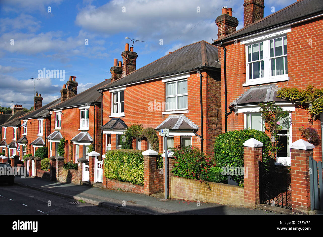 Semi-detached houses on Agraria Road, Guildford, Surrey, England, United Kingdom Stock Photo