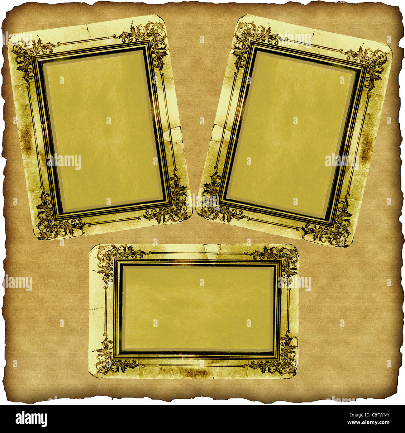 vintage scrapbook old paper with frames Stock Photo Alamy