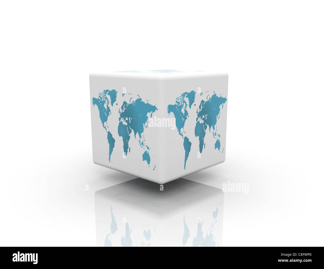 world map box on white background Stock Photo