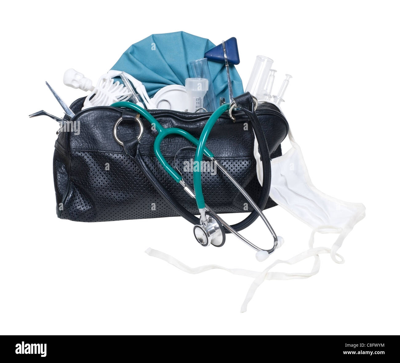 Old black leather doctors bag hi-res stock photography and images - Alamy