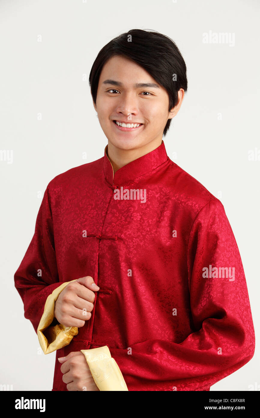 portrait of the man with the traditional chinese costume Stock Photo