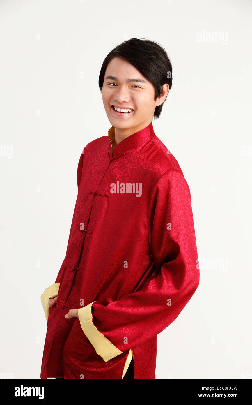 portrait of the man with the traditional chinese costume Stock Photo