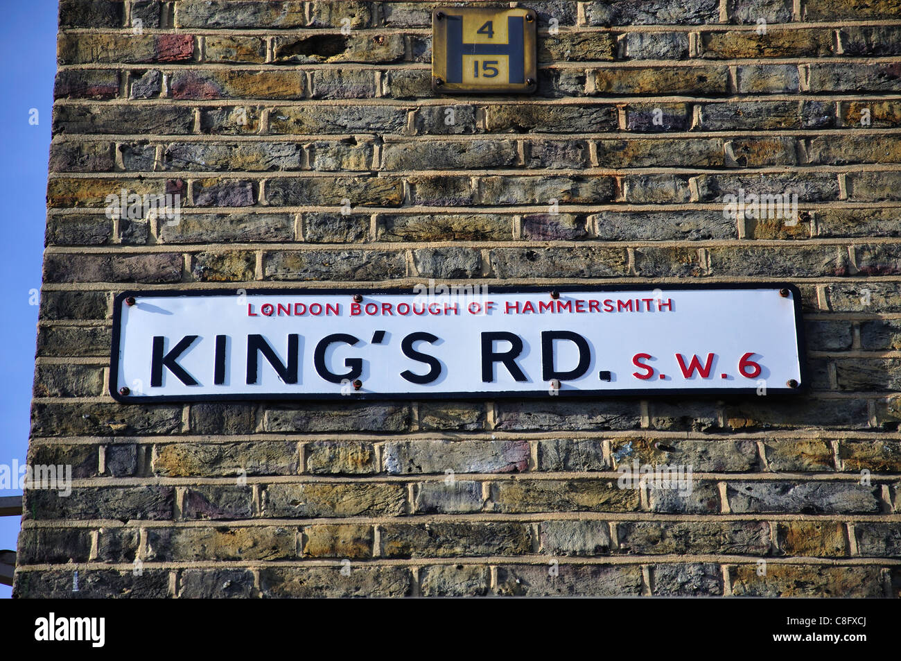 King's Road sign, Fulham, London Borough of Hammersmith and Fulham, London, Greater London, England, United Kingdom Stock Photo