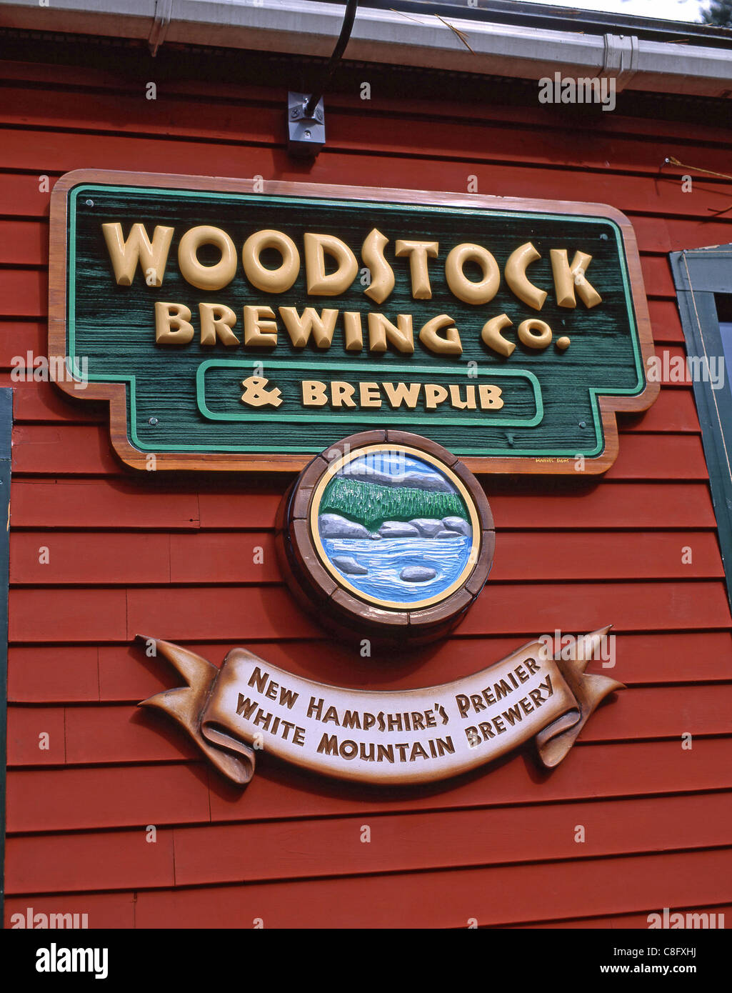 Woodstock Brewing sign, Woodstock, Windsor County, Vermont, United