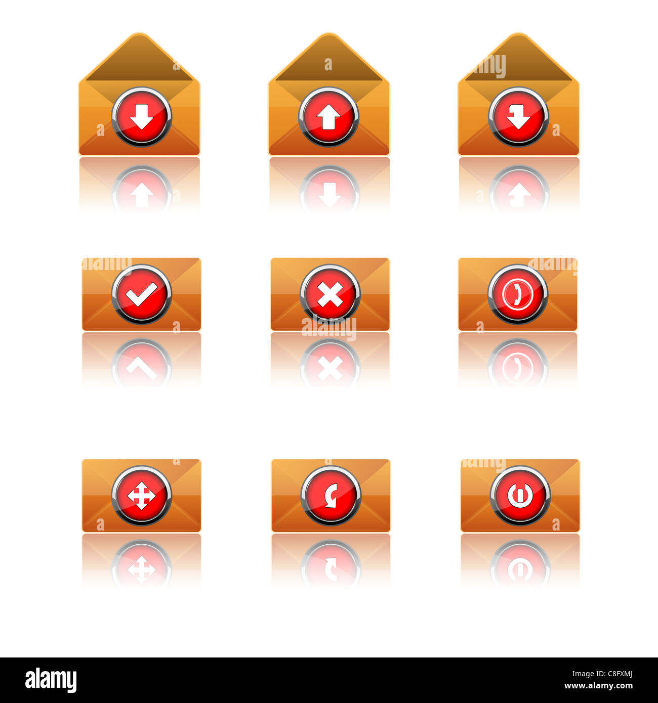 illustration of communication icons on white background Stock Photo - Alamy