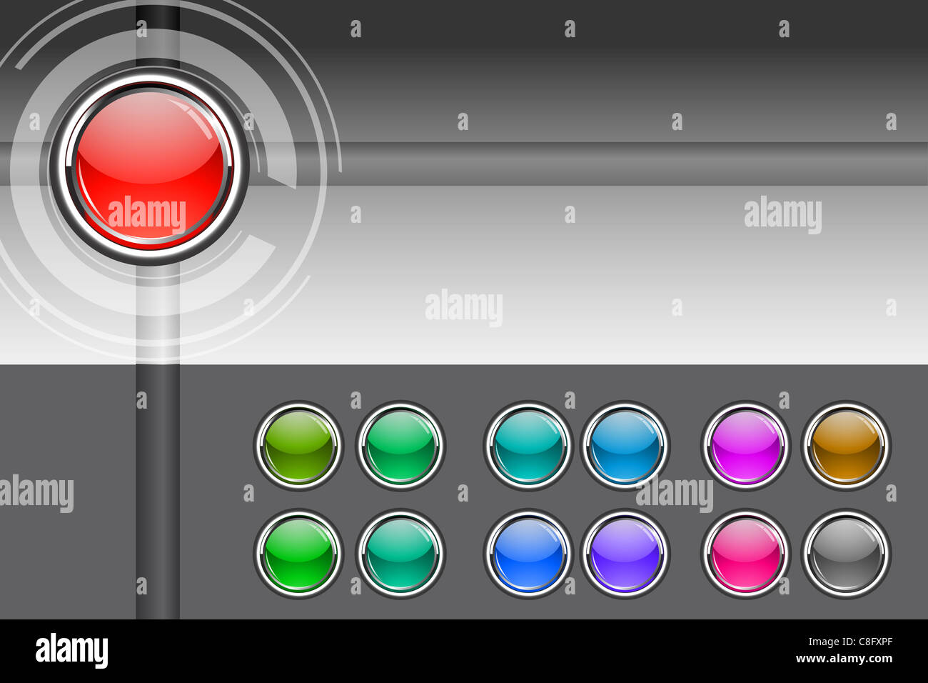 illustration of colorful buttons on white background Stock Photo - Alamy