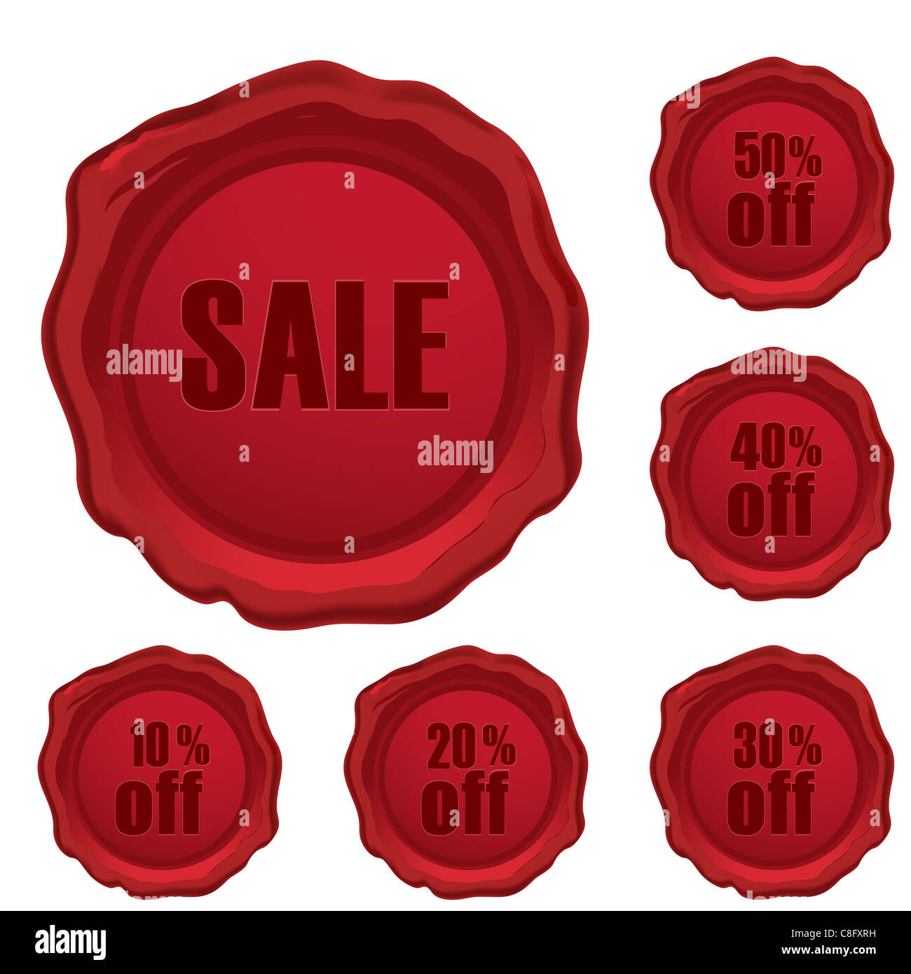 illustration of sale and discount stamps on white background Stock