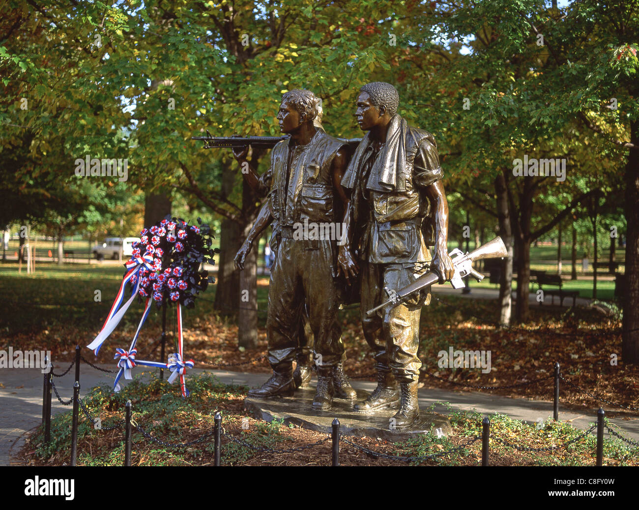 The Three Soldiers statue at The Vietnam Veterans Memorial, National Mall, Washington DC, United States of America Stock Photo