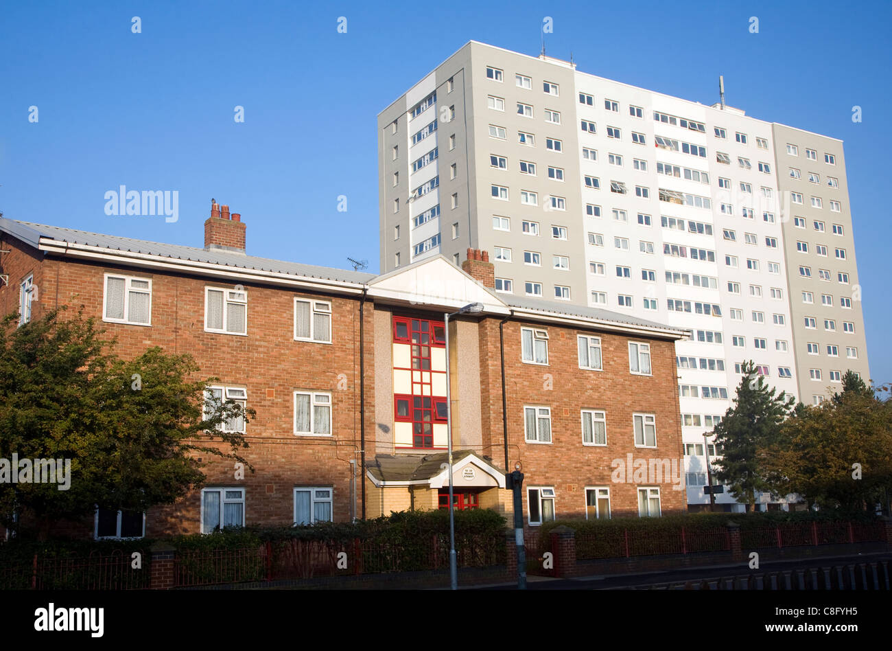 High rise inner city flats, Anlaby Road, Hull, Yorkshire, England Stock