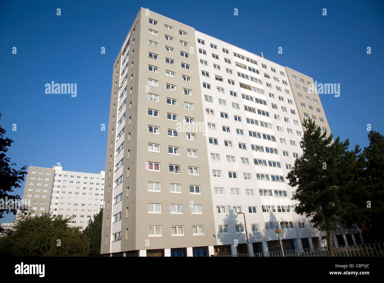 High rise inner city flats, Anlaby Road, Hull, Yorkshire, England Stock Photo