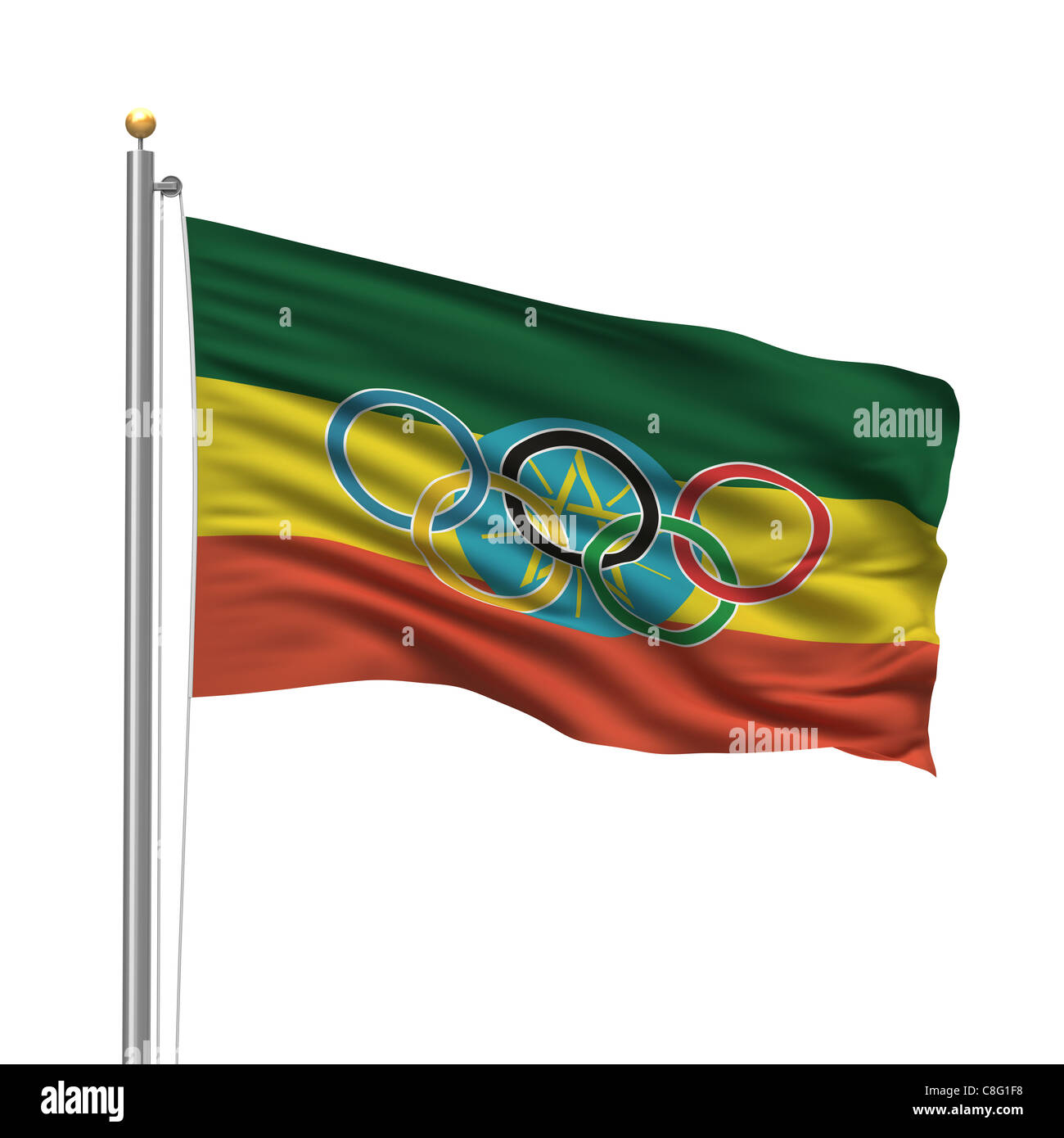 Flag of Ethiopia with Olympic rings Stock Photo Alamy