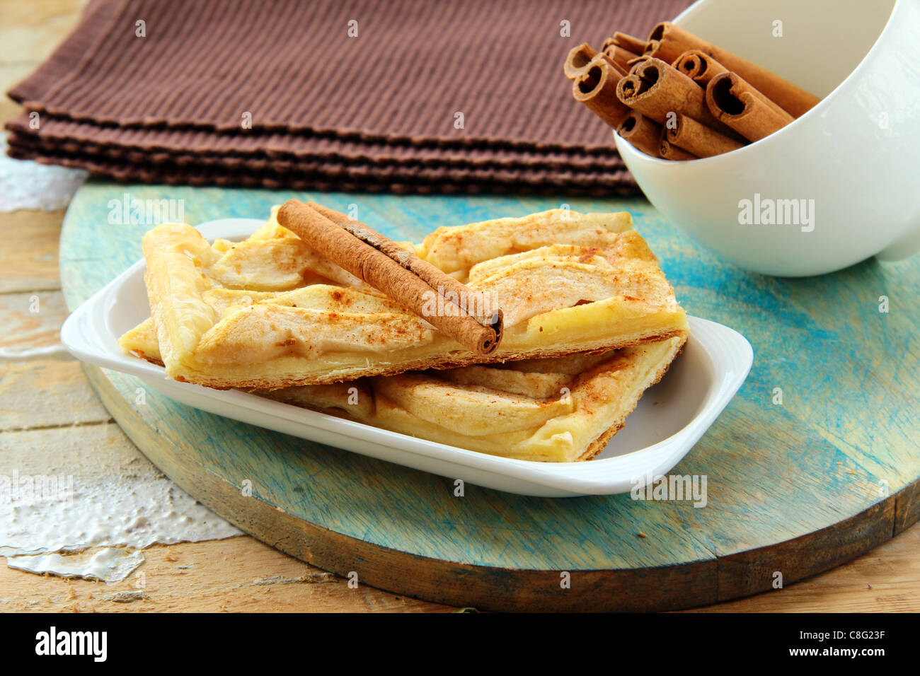Homemade apple pie and cinnamon stick Stock Photo