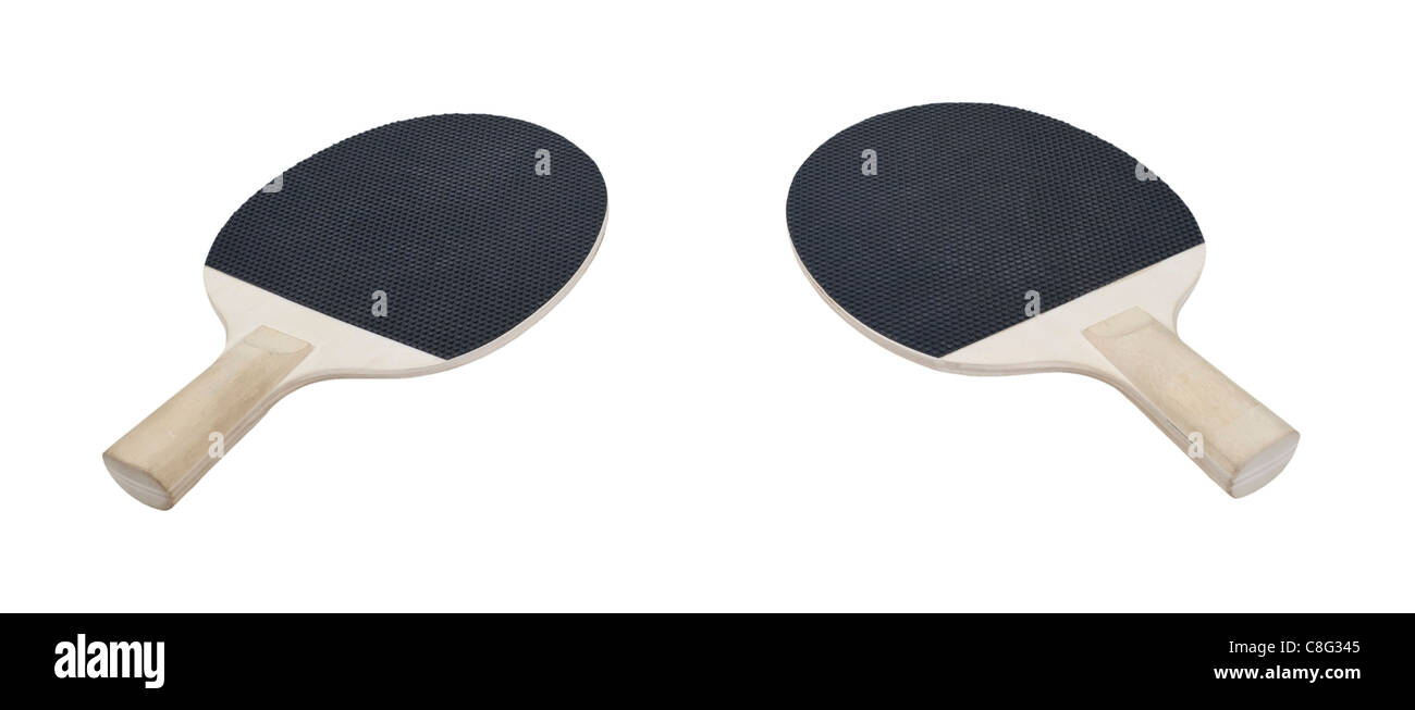 Table top ping pong paddles made of wood and rubber path included