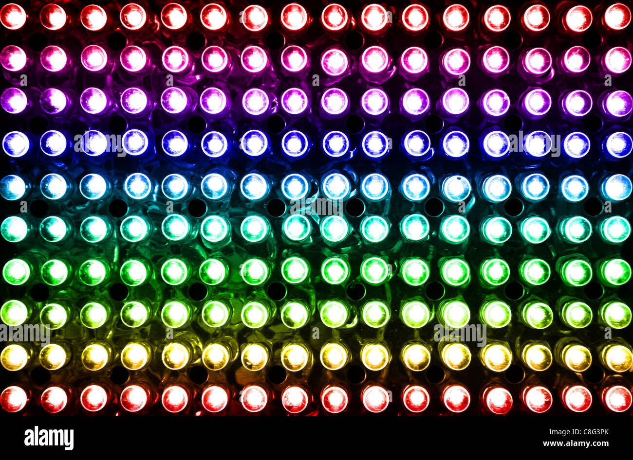 led rainbow lighting bulb pattern Stock Photo