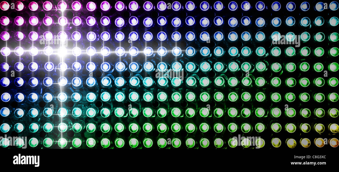 led rainbow lighting bulb pattern Stock Photo