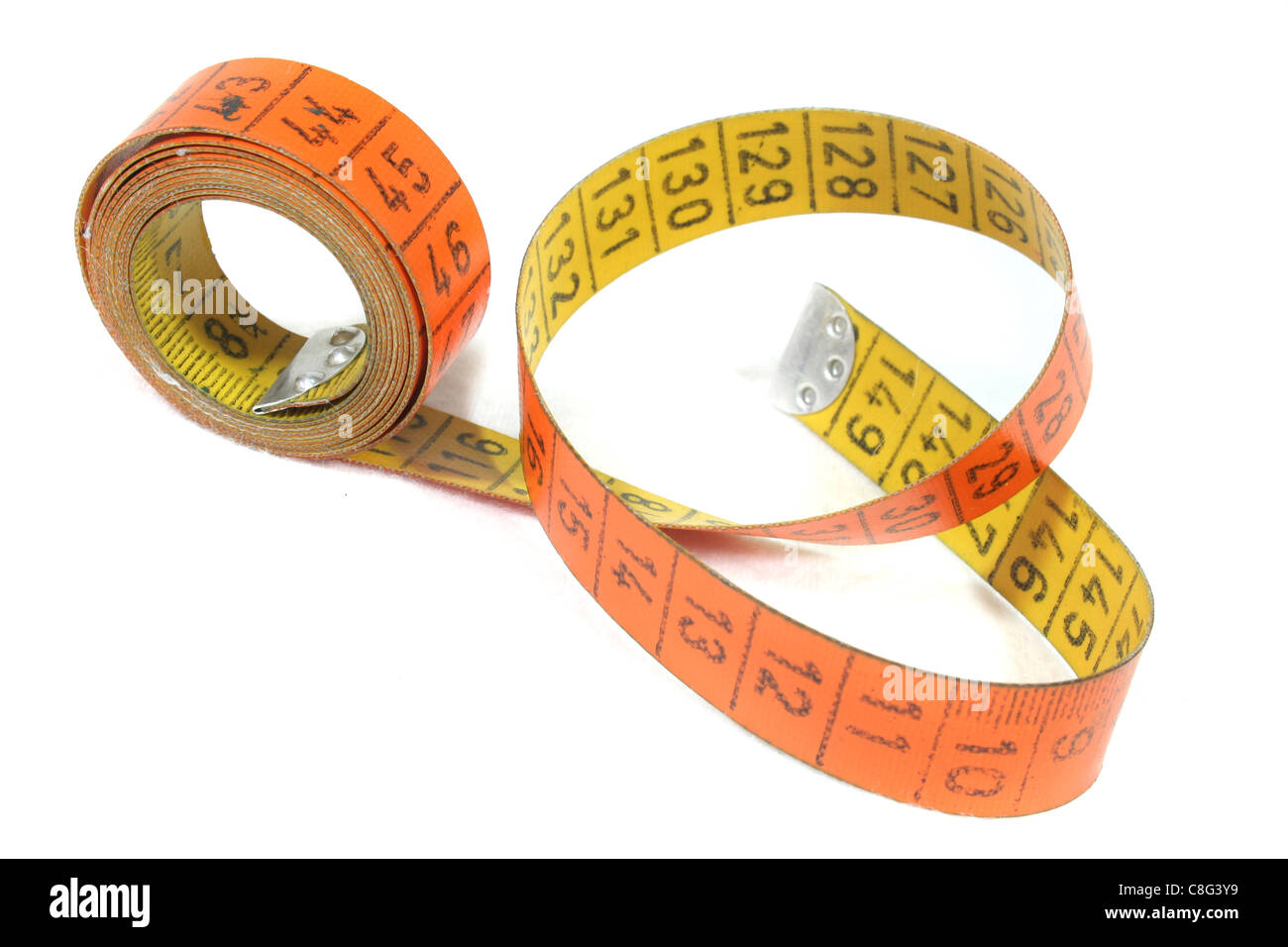 old Measuring tape on a white background Stock Photo Alamy