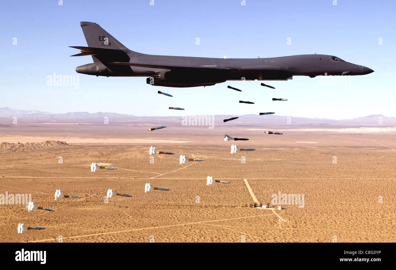 B1B Bomber dropping bombs Stock Photo Alamy