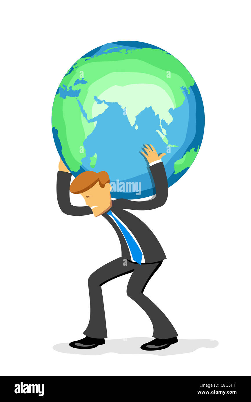 illustration of businessman with globe on white background Stock Photo ...