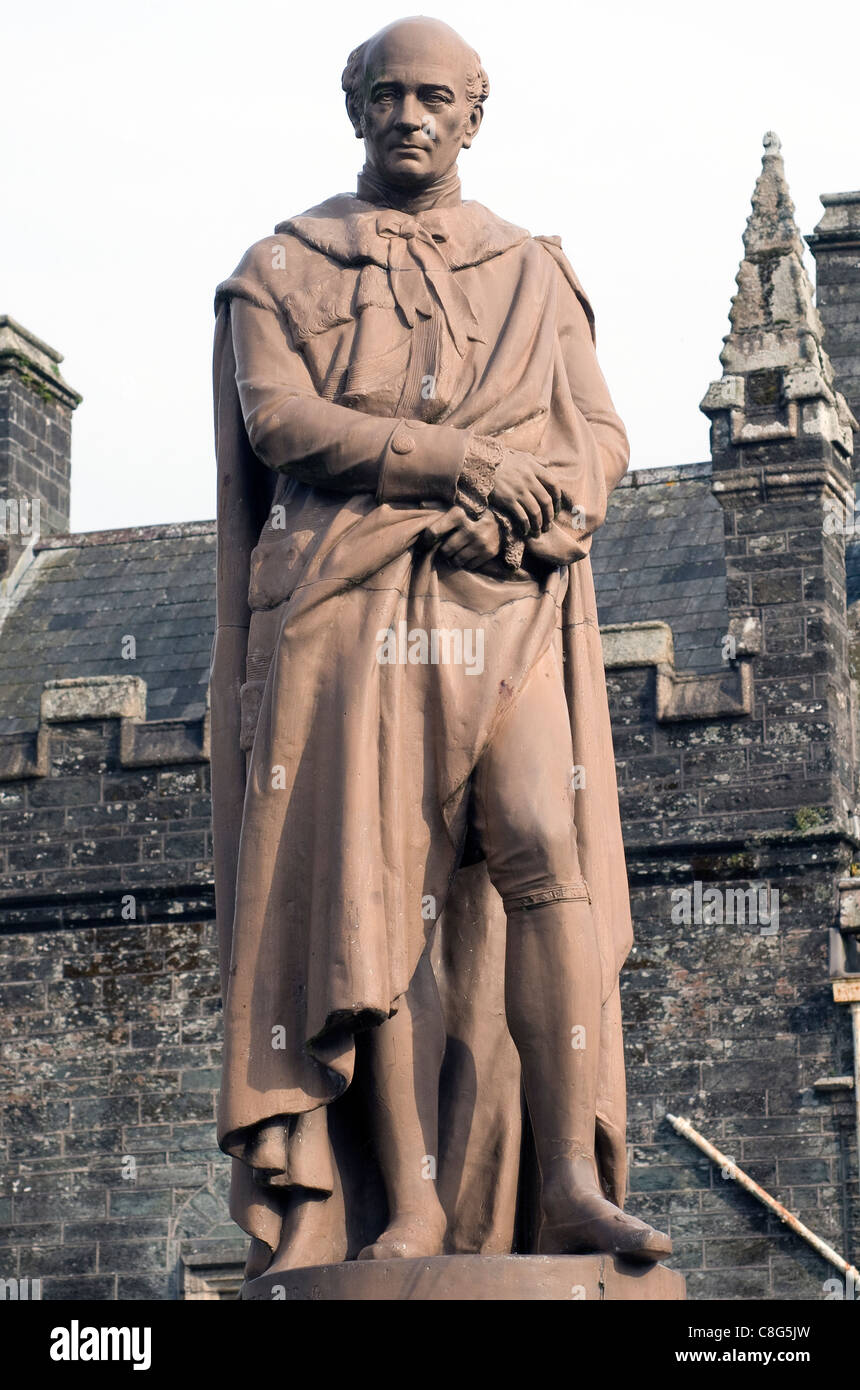 Duke of Bedford statue, Tavistock. We aim to be a lively and caring Christian community, Duke of Bedford statue Stock Photo