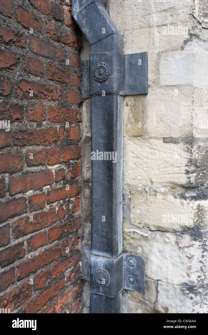 Old lead guttering down pipe Stock Photo Alamy
