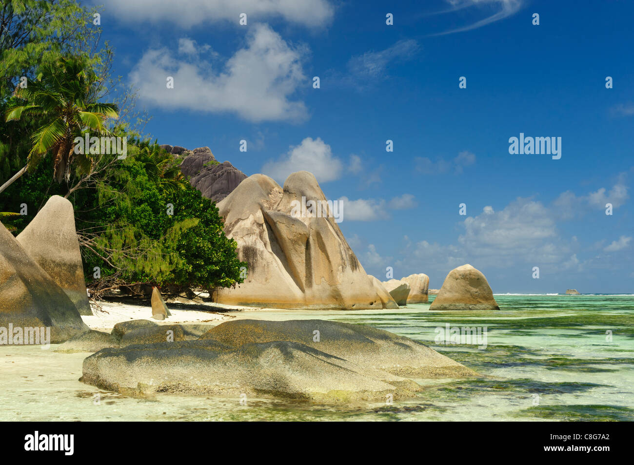 magnificent boulder-strewn tropical beach Stock Photo