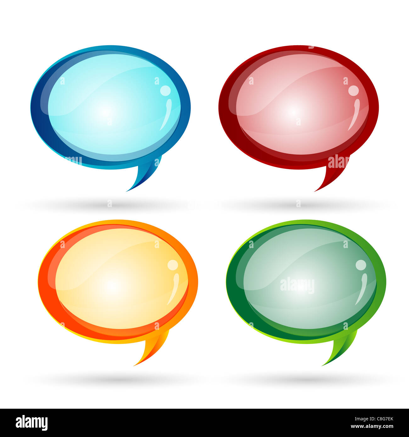 illustration of glossy speech bubbles on white background Stock Photo ...