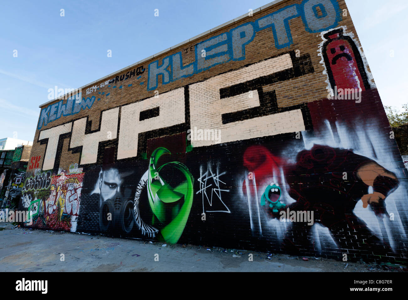 TYPE Street Art, Weaver Street near Brick Lane, London, England, UK. Stock Photo