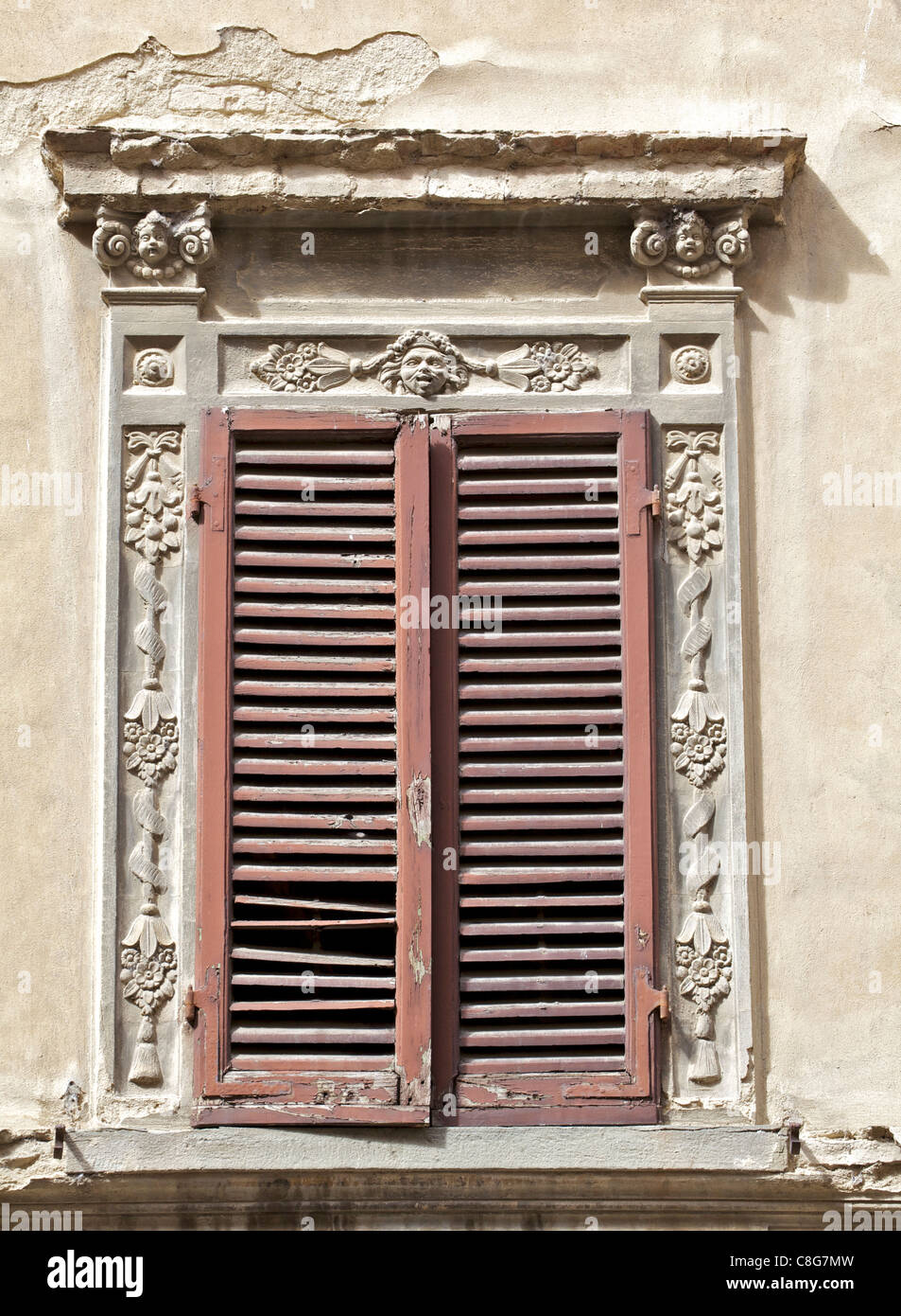 Weathered Window Shutters of Tuscany Stock Photo