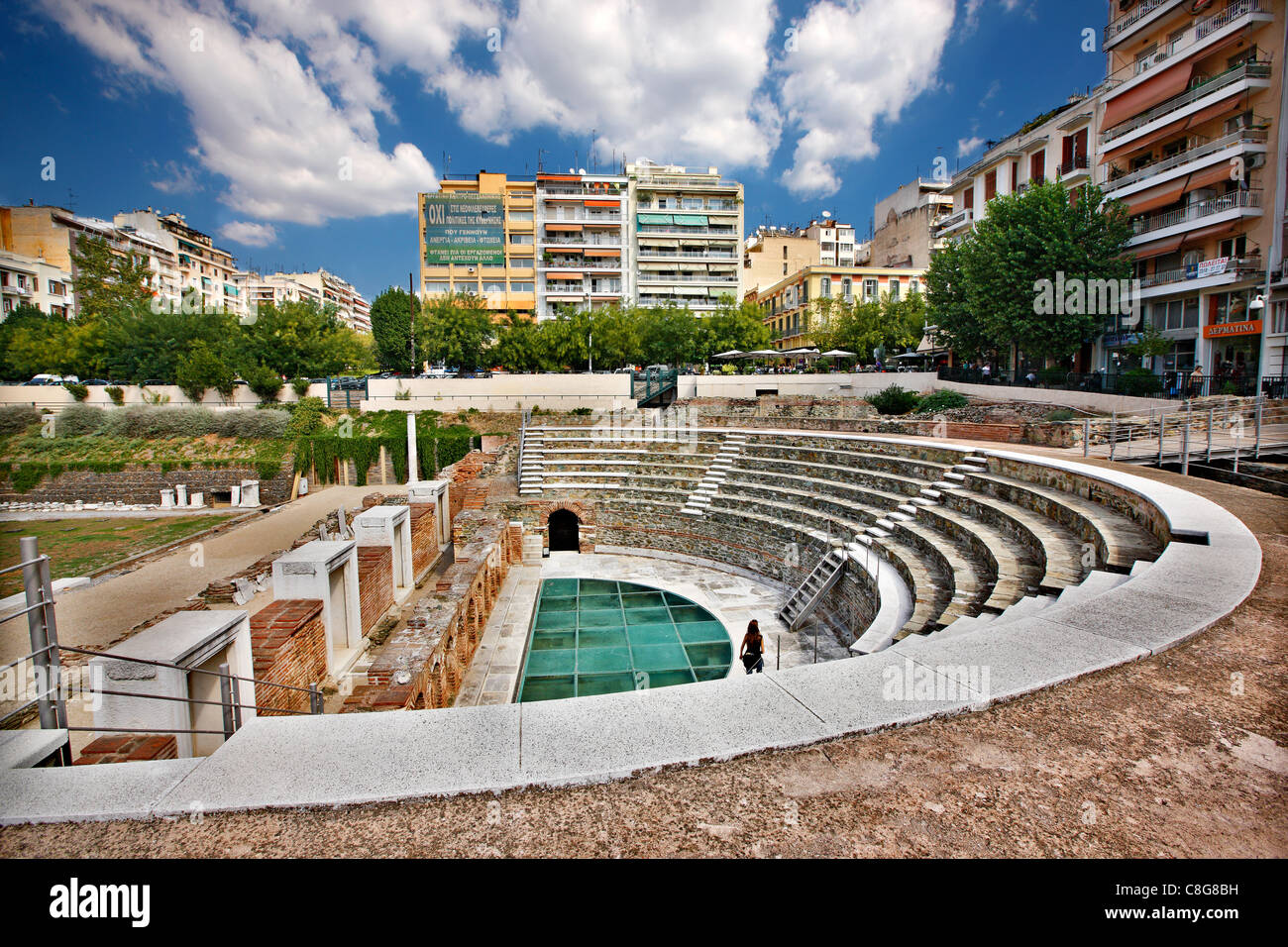 The theater at the ancient Greek Agora (later Roman Forum) of Thessaloniki, Macedonia, Greece. Stock Photo