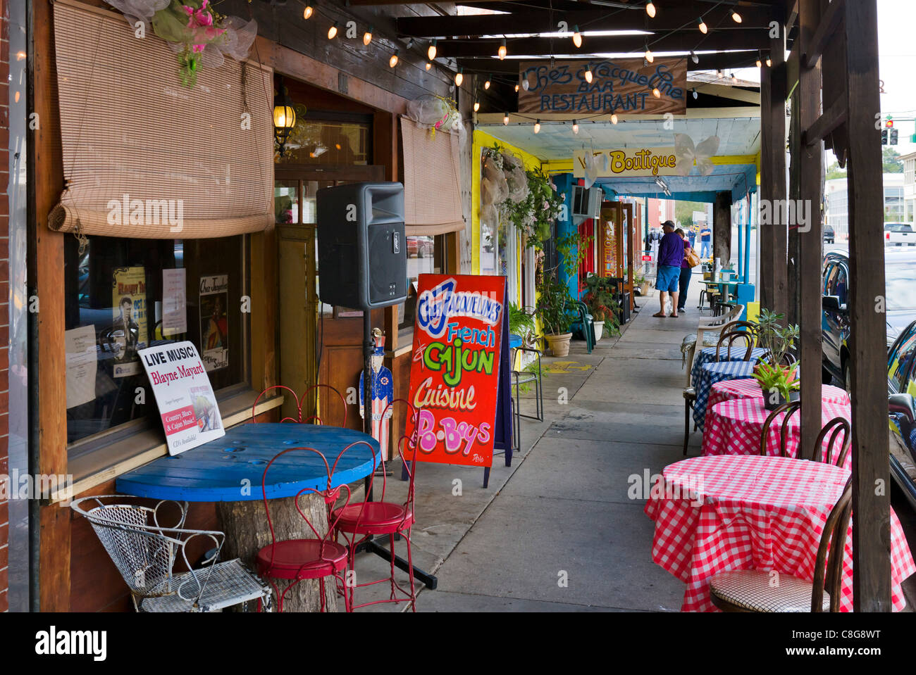 Cafe on the sidewalk on East Bridge Street , Breaux Bridge, Cajun