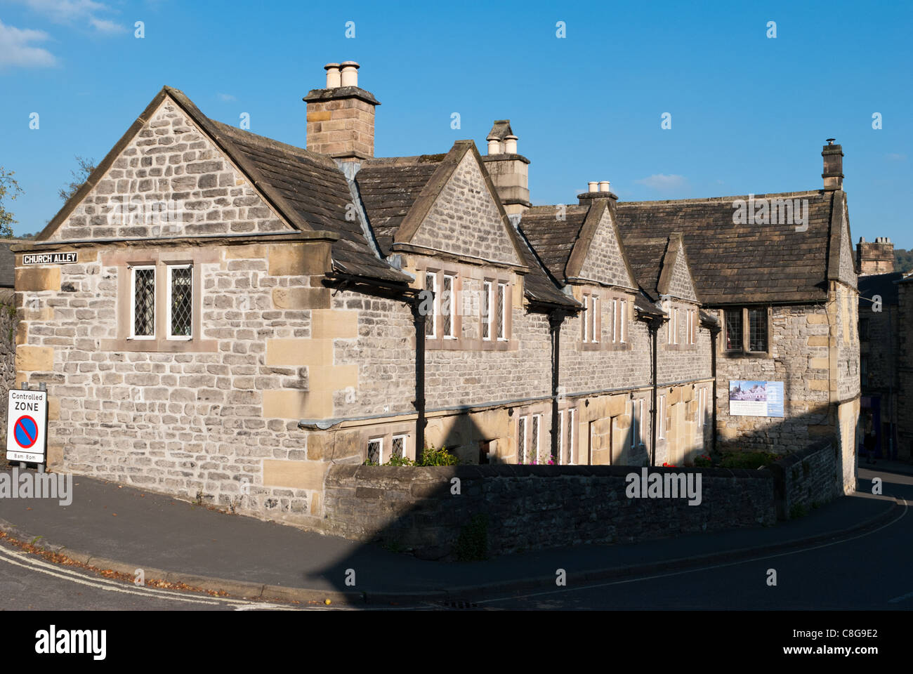 Bakewell Almshouses in the peak district town of Bakewell, Derbyshire