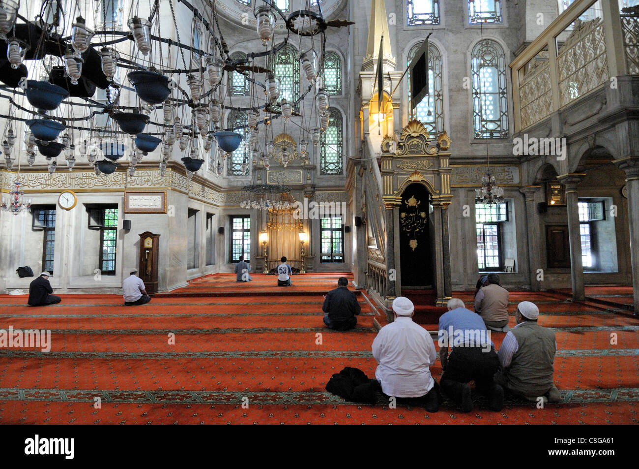 Interior of Eyup Sultan mosque, Istanbul, Turkey Stock Photo