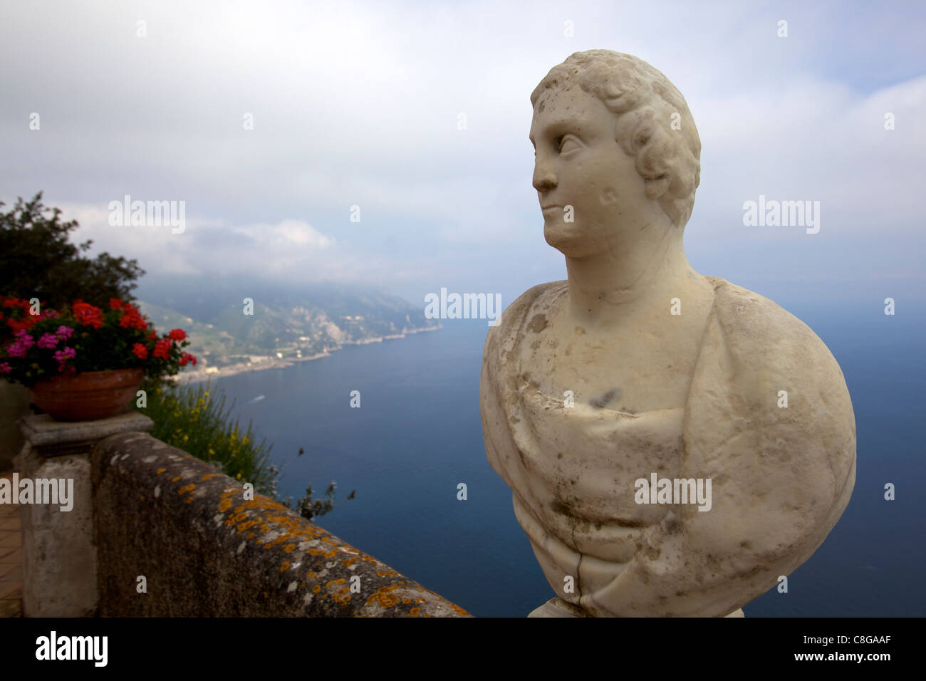 View from Terrace of Infinity, in gardens of Villa Cimbrone, Ravello ...