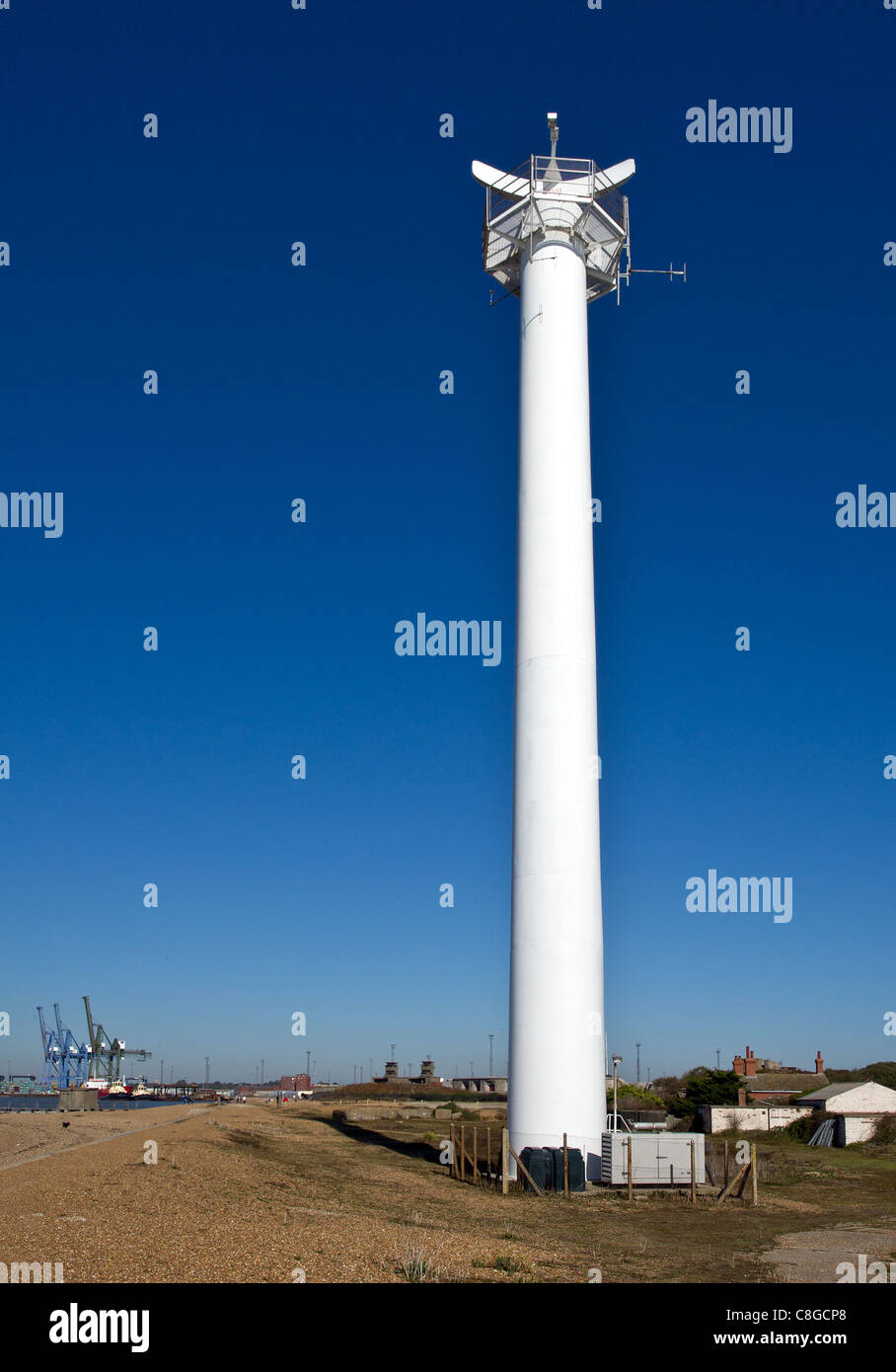 The radar tower on Landguard Point Stock Photo