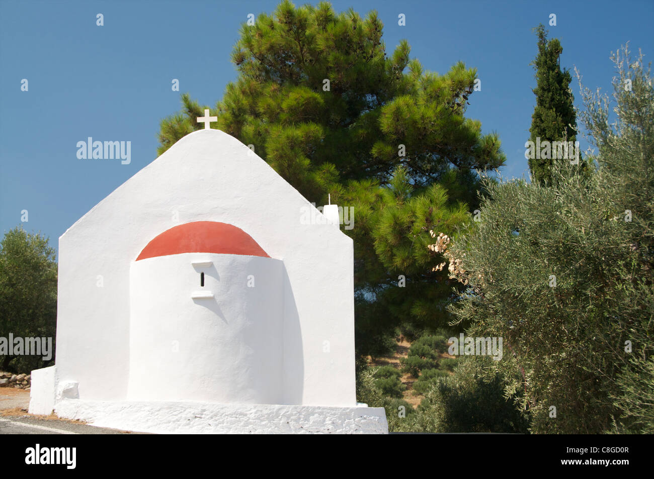 Simple purity of white Cretan Chapel, landscape Stock Photo - Alamy