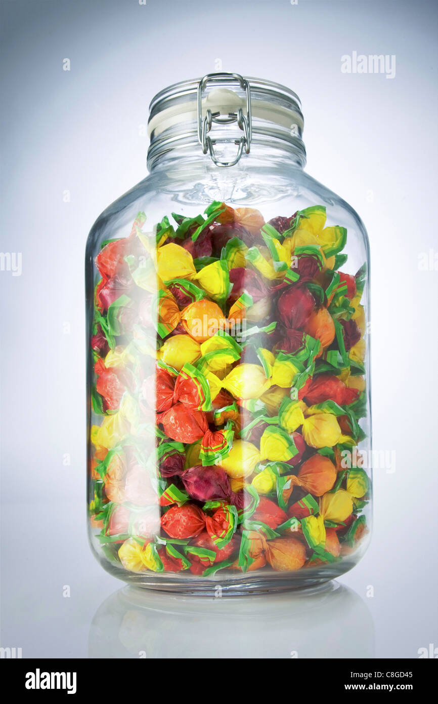 preserving jar filled with sweets Stock Photo