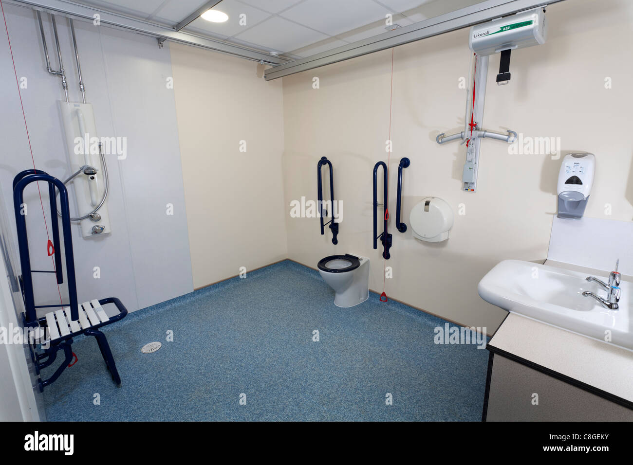 assisted bathrooms for stroke patients at Royal Bournemouth Hospital Stroke Unit Stock Photo