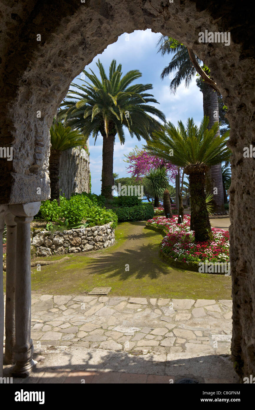 Villa Rufolo gardens in Ravello, Amalfi Coast, UNESCO World Heritage Site, Campania, Italy Stock Photo