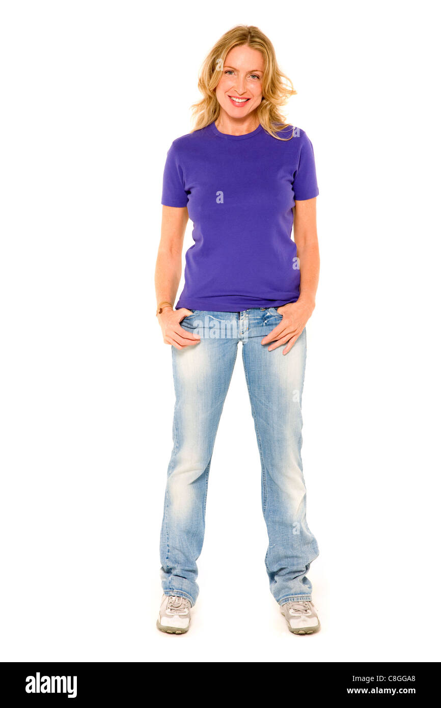 woman standing with hand in pocket Stock Photo - Alamy