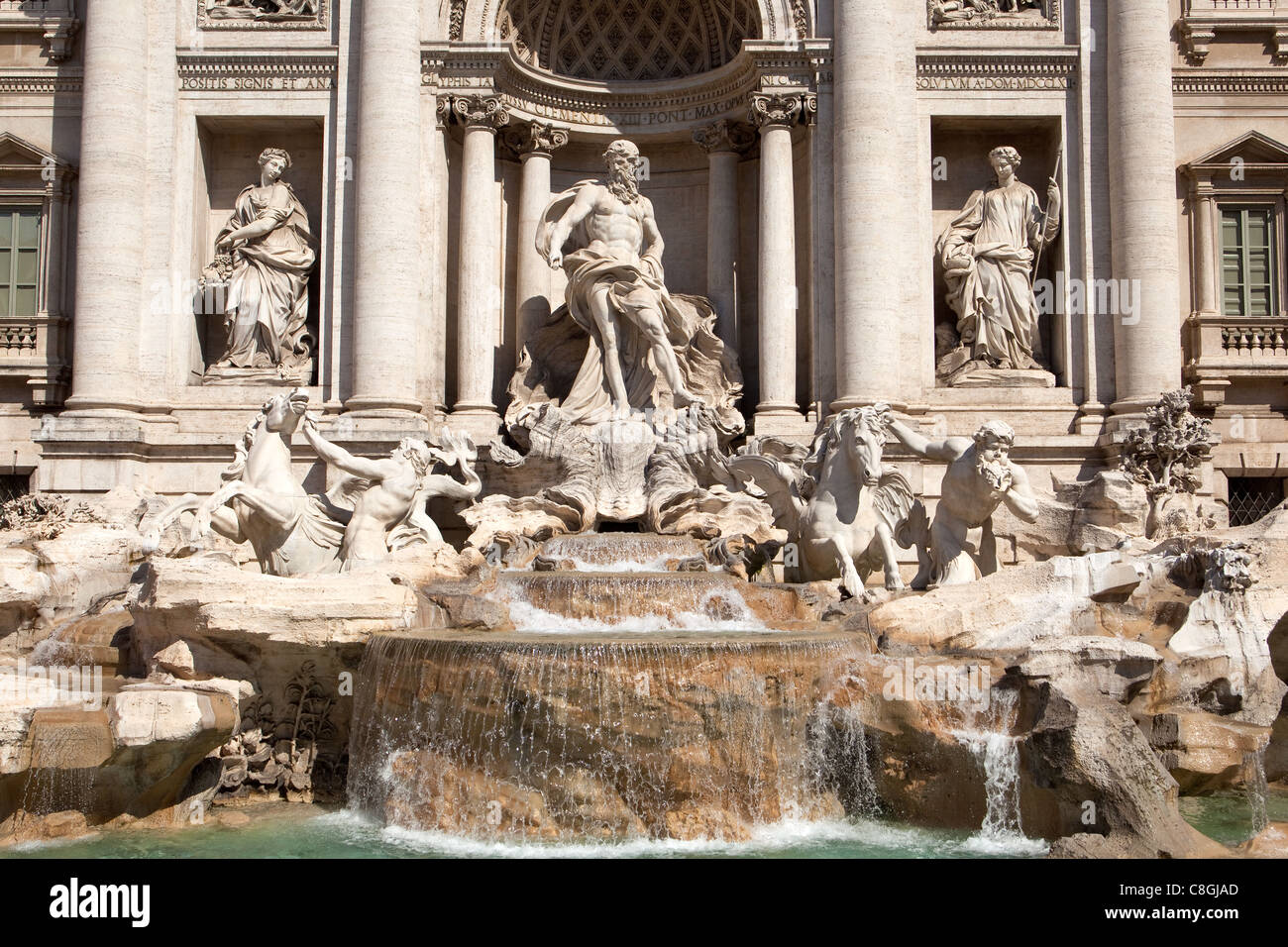 The Trevi Fountain.A fountain in the Trevi rione in Rome, Italy. Stock Photo