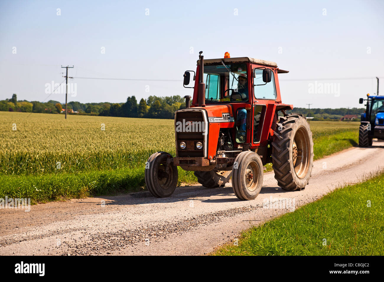 Tractor Run through the Lincolnshire Wolds Stock Photo
