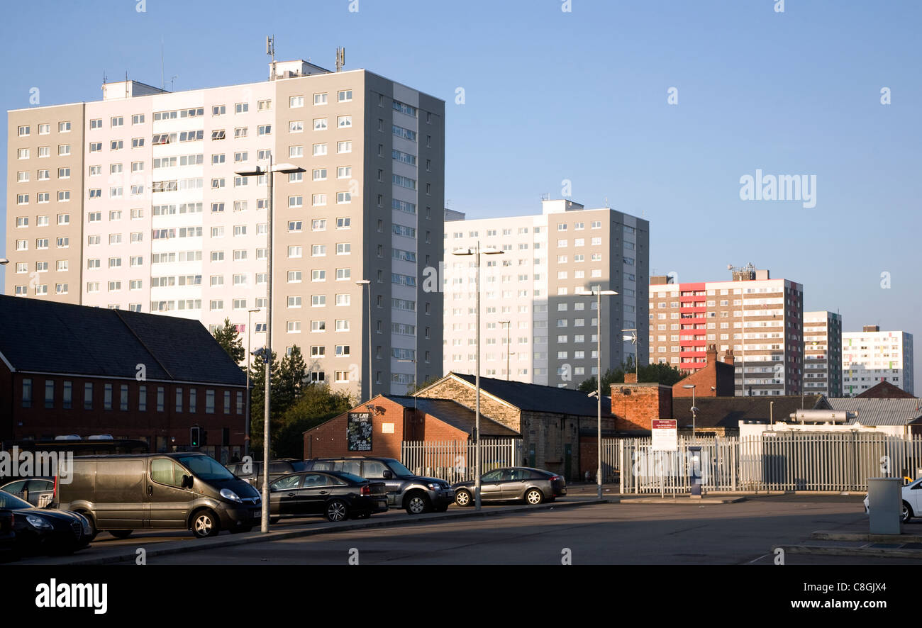 High rise flats, Anlaby Road, Hull, Yorkshire, England Stock Photo