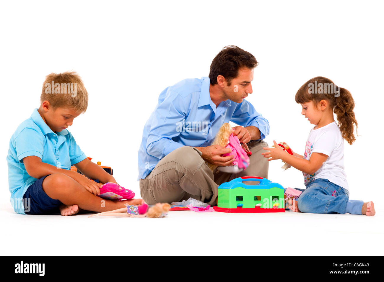 father playing with children Stock Photo