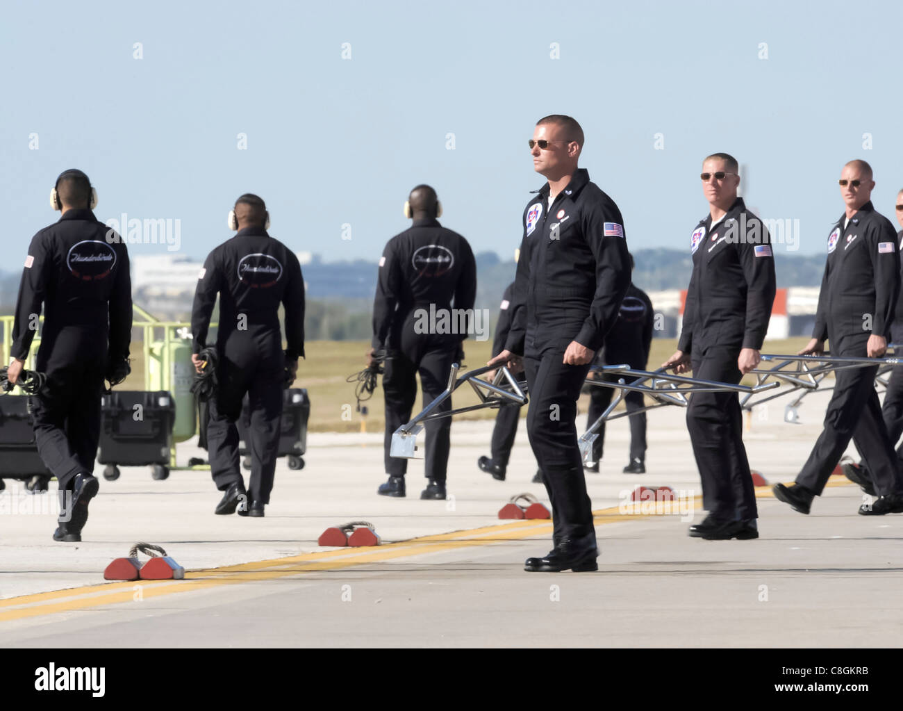 The 2010 Thunderbird crew chiefs perform their ground show during ...