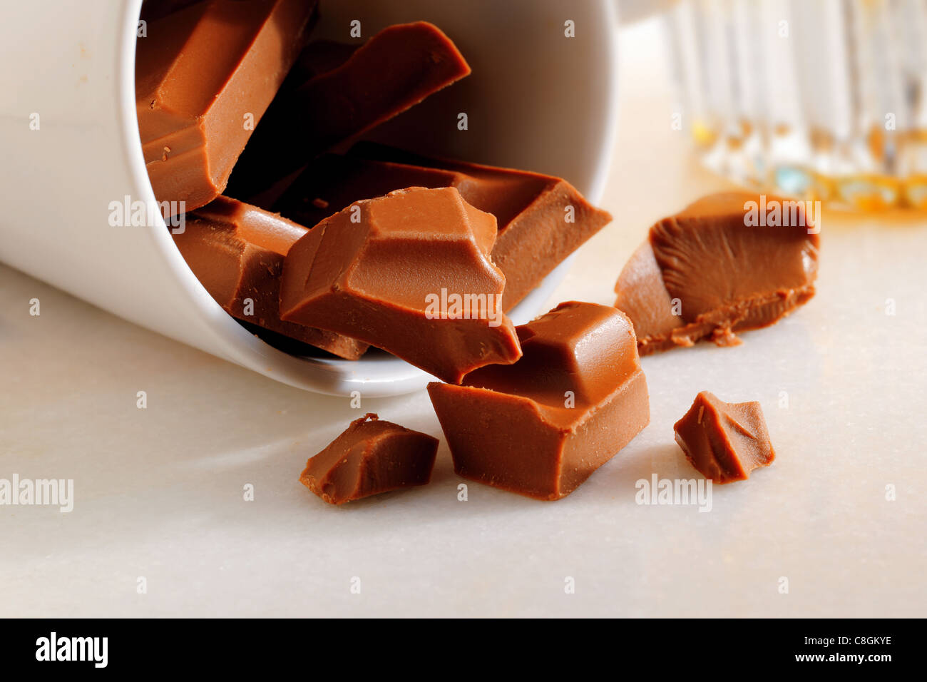 Milk Chocolate chunks Stock Photo
